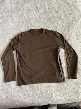 Hugo Boss Men's Brown Long-Sleeve Crewneck Tee - Made In Portugal - Boss